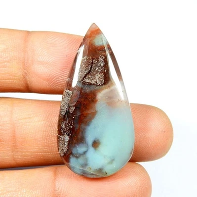 Cabujón de calcedonia acuaprasa verde natural marrón 31 quilates #11639 Foto 1 de 4