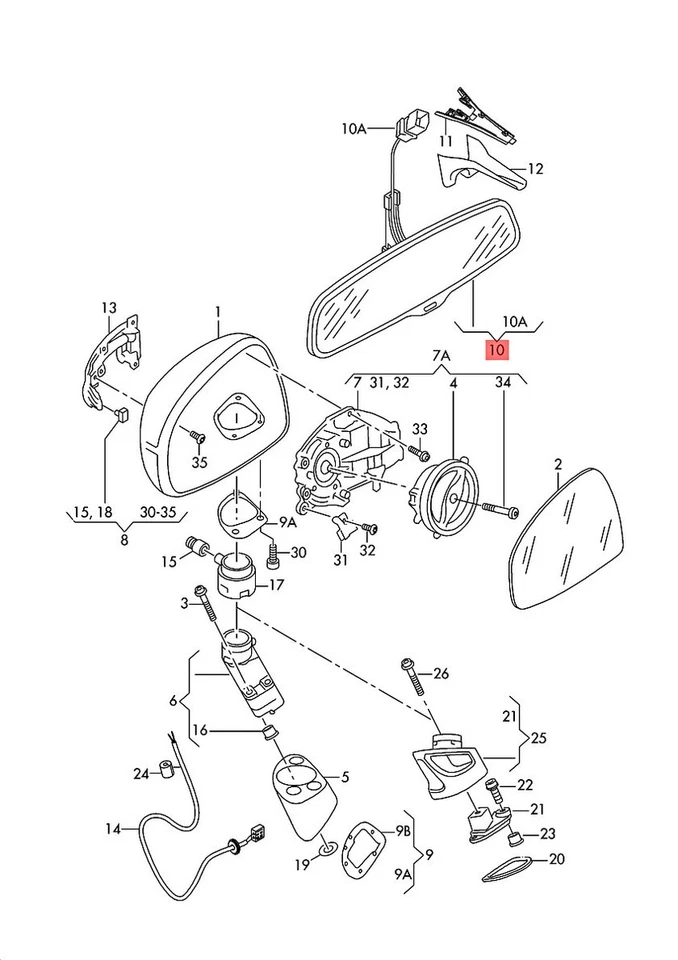 Espejo retrovisor interior automático antideslumbramiento negro genuino AUDI Q3 R8 8S0857511G4PK Foto 1 de 1