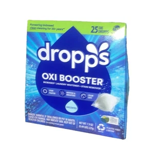 Dropps Oxi Laundry Detergent Booster Pods Unscented 25 Count HE Compatible NEW - Picture 1 of 6