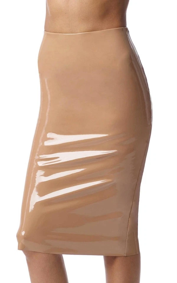 Falda midi Commando imitación charol cacao Foto 1 de 1