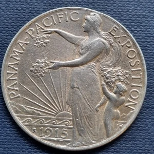 1915 S Pan-Pac Panama Pacific Commemorative Half Dollar 50c Uncirculated #94666 - Picture 1 of 2