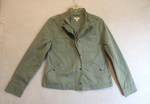 Garnet Hill Jacket Women Size 2 Green Four-Pocket Zip/Snap  Organic Cotton Cargo - Picture 1 of 12