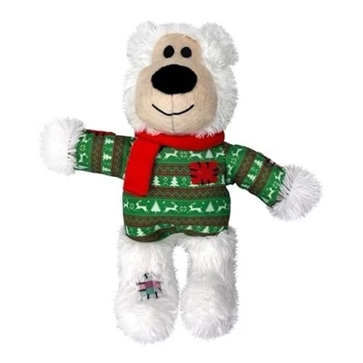 Kong Holiday Christmas Wild Knots Bear Squeaky Plush Dog Toy White M/L - NEW - Image 1 of 2