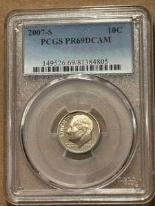 2007-S Roosevelt Dime PCGS PR69DCAM - Picture 1 of 2