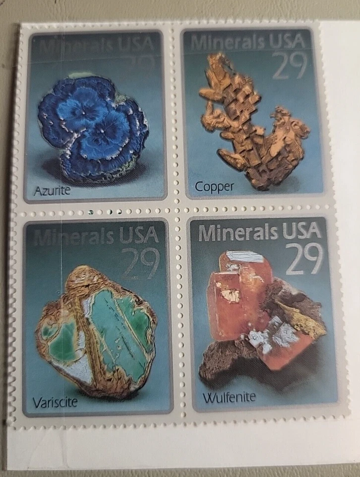 1992 Minerals Block of 4 29c Postage Stamps, Sc#2703, MNH, OG - Image 1 of 1
