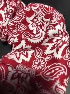 Handmade Hair Scrunchie Cotton Rich Red And White Paisley Print Bobble - Picture 1 of 5