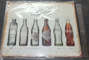 COCA-COLA BOTTLE EVOLUTION METAL SIGN, NEW! - Picture 1 of 2