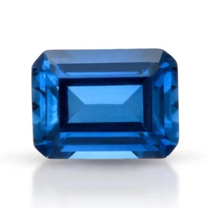 Piedra preciosa de zafiro azul creada en laboratorio de corte esmeralda (octá... - Imagen 1 de 4