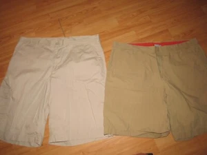 COLUMBIA Shorts Lot Of 2 Pair Mens Sz 38 Light Dark Tan Flat Front Cotton Flat - Picture 1 of 4