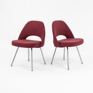 2003 Knoll Saarinen Armless Executive Side Chair in Bordeaux Fabric, Model 72C - Picture 1 of 12