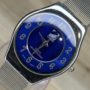 Clique Men's Wrist Watch Brilliant Blue Dial Silver Tone Mesh Japan NEW BATTERY - Picture 1 of 16