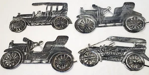 Vintage Antique Car Metal Wall Decor LOT of 4 Automobile Black 3D Cutout rustic - Picture 1 of 14