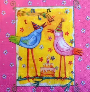 4 x einzelne Papierservietten Decoupage Handwerk und Tisch/Party Vögel 25 - Bild 1 von 2