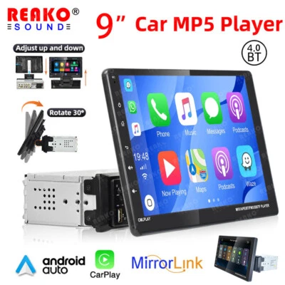 9" Single 1Din Car Radio Apple/Android CarPlay Head Unit Stereo Bluetooth FM USB - Image 1 of 4