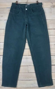 Jeans vintage anni 80 GUESS USA 2 bottoni gamba affusolata verde taglia 33x30 made in USA - Foto 1 di 9