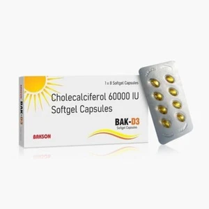 BAKSON BAK D3 Vitamin D3-Cholecalciferol 60000 IU (8 CAPSULES) - Picture 1 of 2