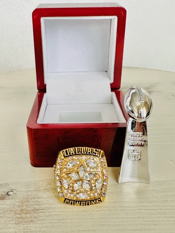 1995 Dallas Cowboys Championship Ring W Box + Trophy, Aikman, US SHIP Cover