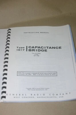 Genrad 1617 Capacitance Bridge Instruction Operating Guide Manual general Radio - Image 1 of 2