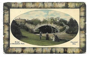 Cleveland Ohio Postcard Bridge at Rockefeiler Park Unique Border Design Unused - Bild 1 von 2