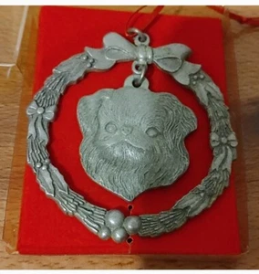 Pewter Japanese Chin Christmas Ornament - Picture 1 of 6