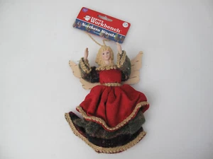 Vintage Santa's Workbench Angel Christmas Tree Ornament nice Dress 7" H - Picture 1 of 5