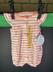 Member's Mark Baby Girl Super Soft Cotton Romper Size 3/6 Months Striped - Picture 1 of 3