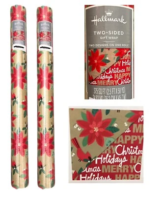 Hallmark Christmas Gift Wrap Paper Heavy Two-Sided Patterns 2 Rolls =750 Sq Ft - Image 1 of 3