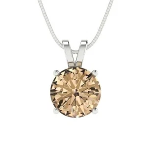 2Ct Round Cut Lab-Created Chocolate Diamond Pendant 14k White Gold Finish - Picture 1 of 4