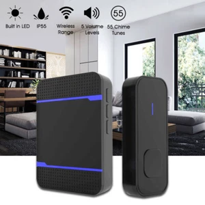 55 Chime Wireless LED Waterproof Door Bell Cordless 5Volume 300M/1000ft Doorbell - Picture 1 of 10