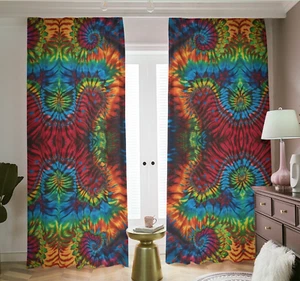 Psychedelische Regenbogen Verdunkelungsvorhänge Raumverdunkelungsvorhänge Farbtöne Fraktalblau - Bild 1 von 2