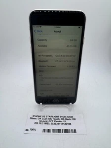 Apple iPhone SE 3. Gen. - Starlight - 64GB - (Entsperrt) - A2595 - Funktioniert Super - Bild 1 von 9