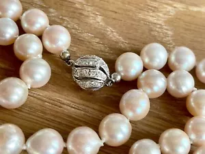 MIKIMOTO AKOYAPERLEN KETTE mit DIAMANTEN WEISSGOLD SCHLIESSE - Bild 1 von 7