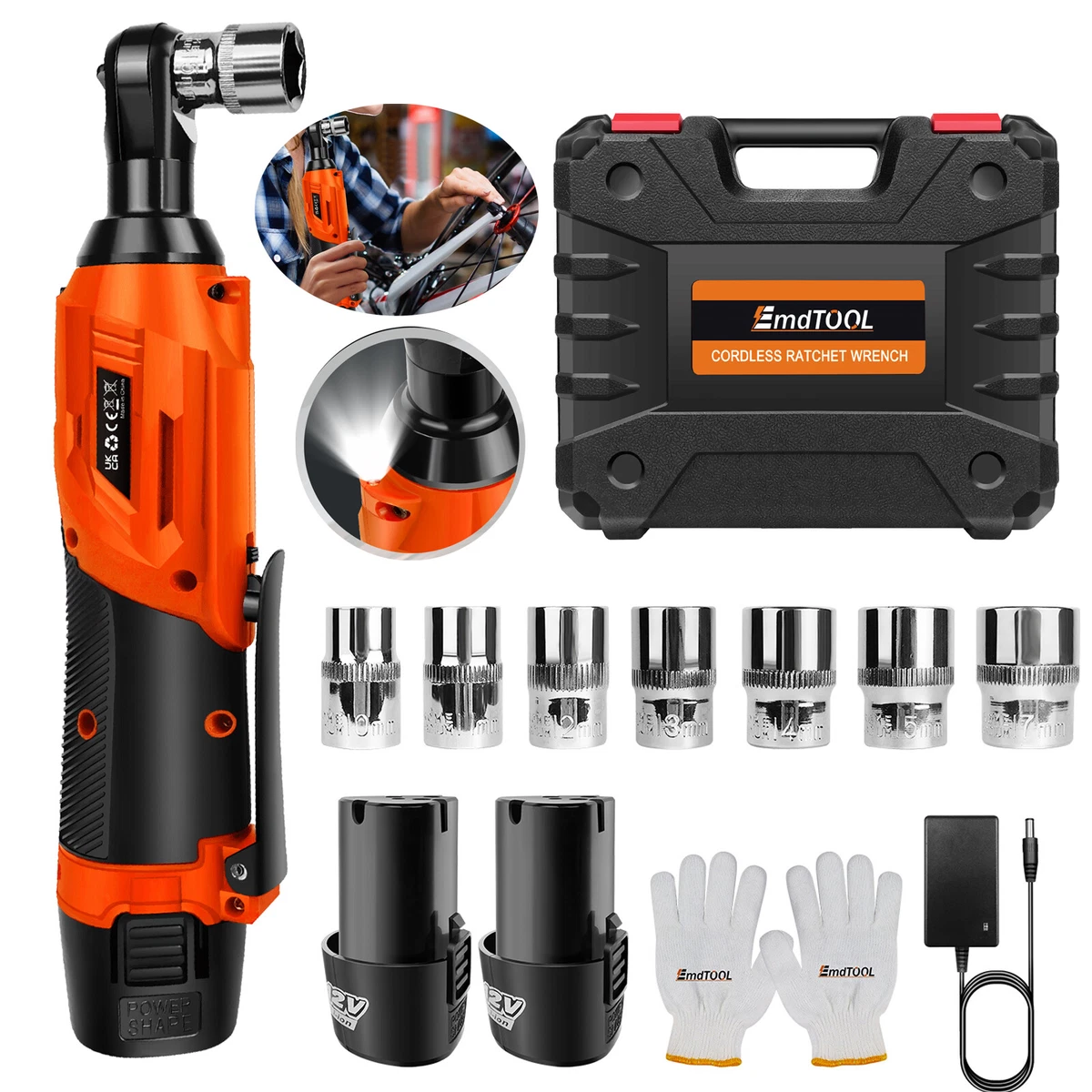 SundpeyPRO 3/8 Zoll Akku-Ratschenschlüssel 21V – 100 Nm, Mit 2 Akkus & Zubehör-Set