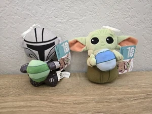 Disney Star Wars MANDALORIAN & GROGU W/Easter Eggs Plush Bag Clip Set Of 2 - NWT - Picture 1 of 5