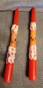 Coppia di candele coniche vintage 10" faccia di Babbo Natale  - Foto 1 di 5