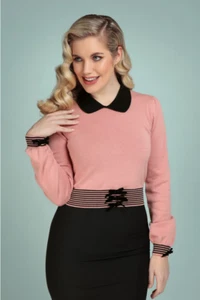 Collectif UK 12 M 50s Maeve Jumper in Dusky Pink - Picture 1 of 12