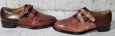 Ron Blanco Signature 37 Marrón Cuero Cocodrilo Mocasines Italia Oxford Croco Zapatos Foto 1 de 4