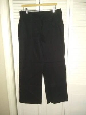 New! Alyx 45 Cotton & 55 Linen Wide Leg Palazzo Trousers Pants Black 6 MSRP $44 - Image 1 of 4