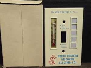Vintage Reddy Kilowatt Switch Plate PROMO Wisconsin Electric Thermometer Cover - Picture 1 of 11