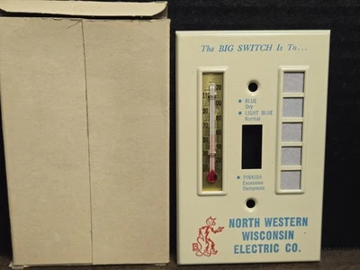 Vintage Reddy Kilowatt Switch Plate PROMO Wisconsin Electric Thermometer Cover - Image 1 of 4