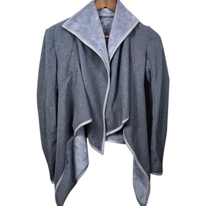 Lululemon Presence of Mind Jacket Fleece Lined Open Wrap Gray Womens Size 4 - Picture 1 of 12