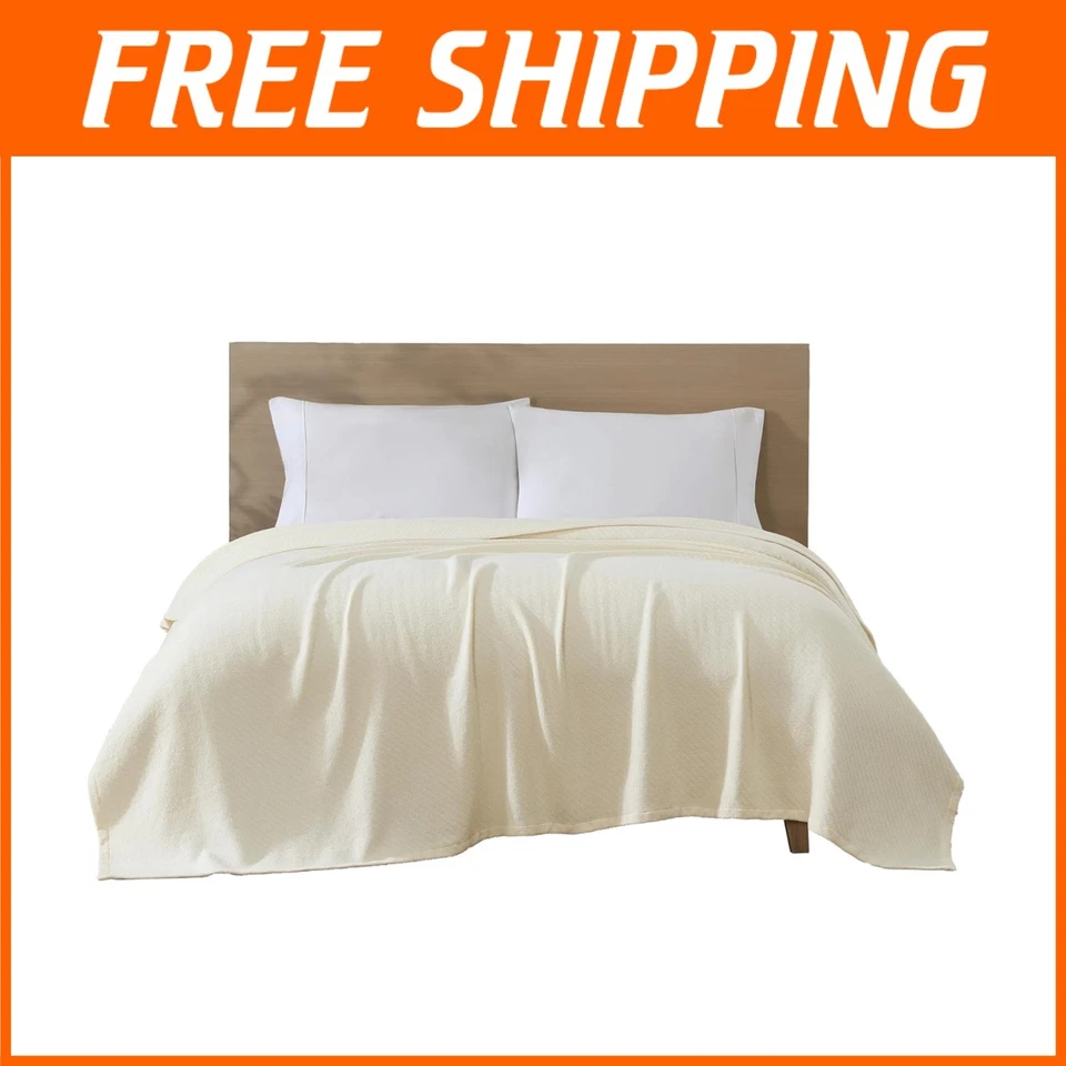 Elite Home 90x90 Inch 100 Percent Organic Cotton Throw Blanket Full/queen Oat