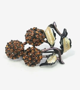 Vintage BSK Blume Brosche Anstecknadel Blätter Strass Emaille signiert japanisch 1 3/4" - Bild 1 von 6