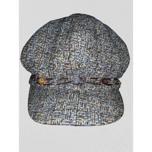 lei Zeitungsjungenmütze blau braun Tweed Zierknöpfe - Bild 1 von 5