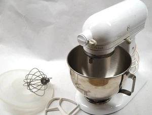 KitchenAid KSM90 Ultra Power Mixer w Attachments SS Bowl White WORKING C223 - Picture 1 of 13