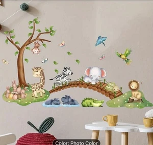 Baby African Giraffe Elephant Lion Bird Removable Wall Sticker Decor Nursery - Picture 1 of 17
