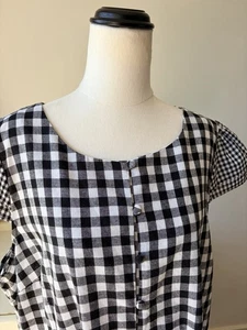 ATMOS&HERE Curve Size 20 Gingham Shift Dress 100% Cotton Button Front Cap Sleeve - Bild 1 von 13
