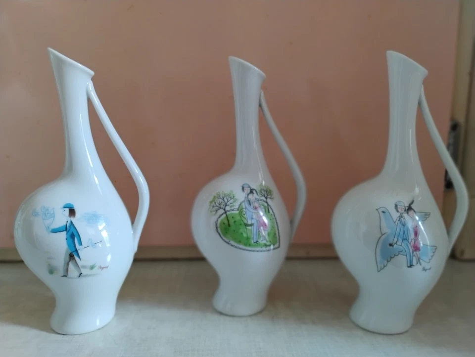 Rosenthal Mid Century Vasen 3x Schwangere Luise Fritz Heidenreich + Peynet Dekor - Bild 1 von 4