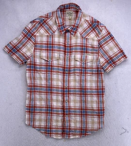 Camisa Western Lucky Brand Para Hombre A Cuadros Perla A Presión M Roja Azul Calce Clásico - Imagen 1 de 15