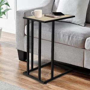 End Table Tv Tray C Shaped Large Surface Slide Under Couch Bedside Sofa Laptop - Picture 1 of 8
